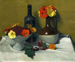 Vallotton Felix Groseilles Et Capucines 1919 reproduction peinte à la main