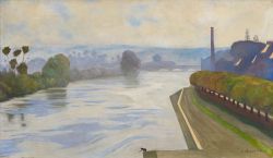 Vallotton Felix La Seine A Mantes 1917 reproduction peinte à la main