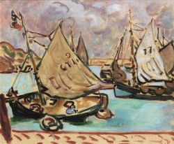 Peinture sur toile de Valtat Louis Barques A Port En Bessin Ca. 1907 reproduction peinte à la main