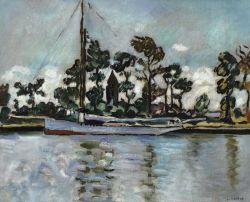 Peinture sur toile de Valtat Louis Bateau Sur Le Canal Ouistreham Ca. 1930 reproduction peinte à la main