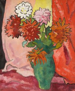 Peinture sur toile de Valtat Louis Dahlias Cruche Verte Ca. 1942 reproduction peinte à la main