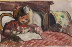 Peinture sur toile de Valtat Louis Enfant Ecrivant 1914 reproduction peinte à la main