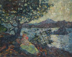 Peinture sur toile de Valtat Louis Femme Assise Au Bord De La Mer 1902 reproduction peinte à la main