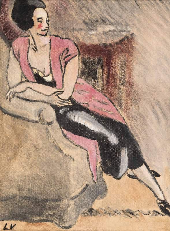 Valtat Louis Femme Assise Au Gilet Rose Ca. 1930