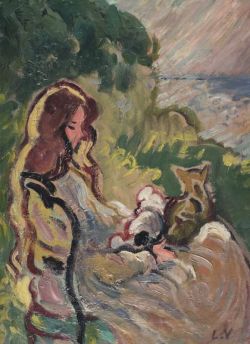 Peinture sur toile de Valtat Louis Femme Au Chat reproduction peinte à la main