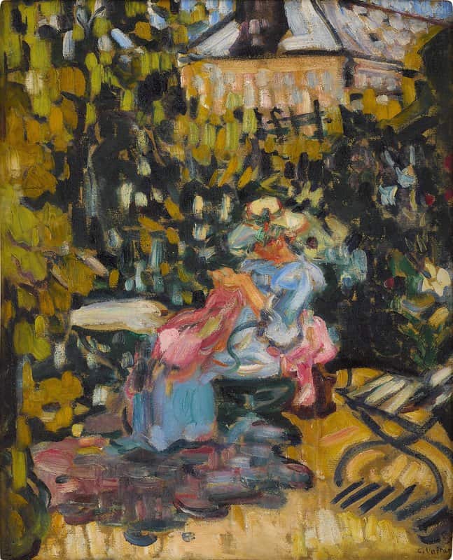 Valtat Louis Femme Cousant Dans Le Jardin 1904