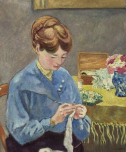 Peinture sur toile de Valtat Louis Femme Crochetant 1922 reproduction peinte à la main