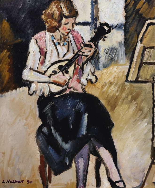 Valtat Louis Femme Jouant De La Mandoline Ca. 1930