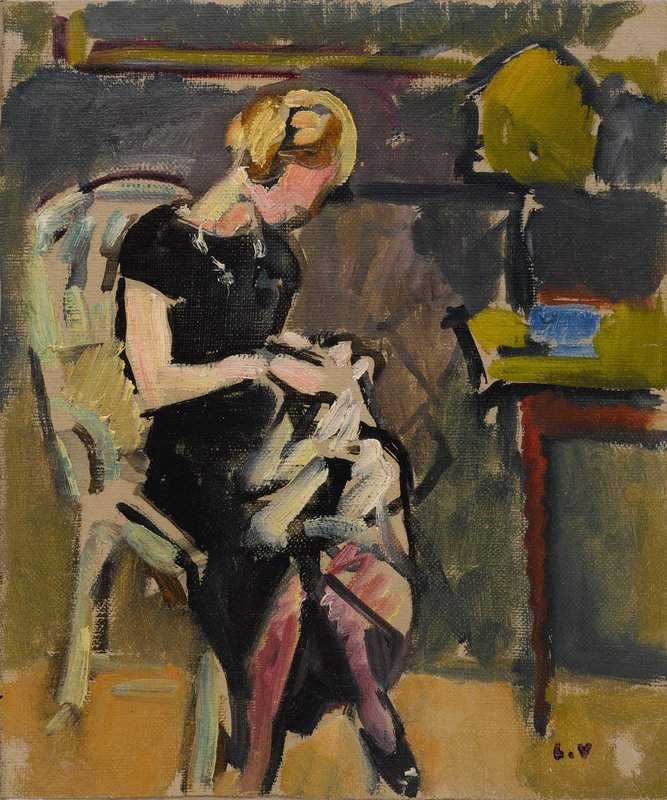 Valtat Louis Jeune Femme En Noir Pres De La Lampe 1932
