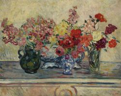 Peinture sur toile de Valtat Louis Les Trois Vases De Fleurs Et La Jardiniere Fleurie Ca. 1899-1903 reproduction peinte à la main