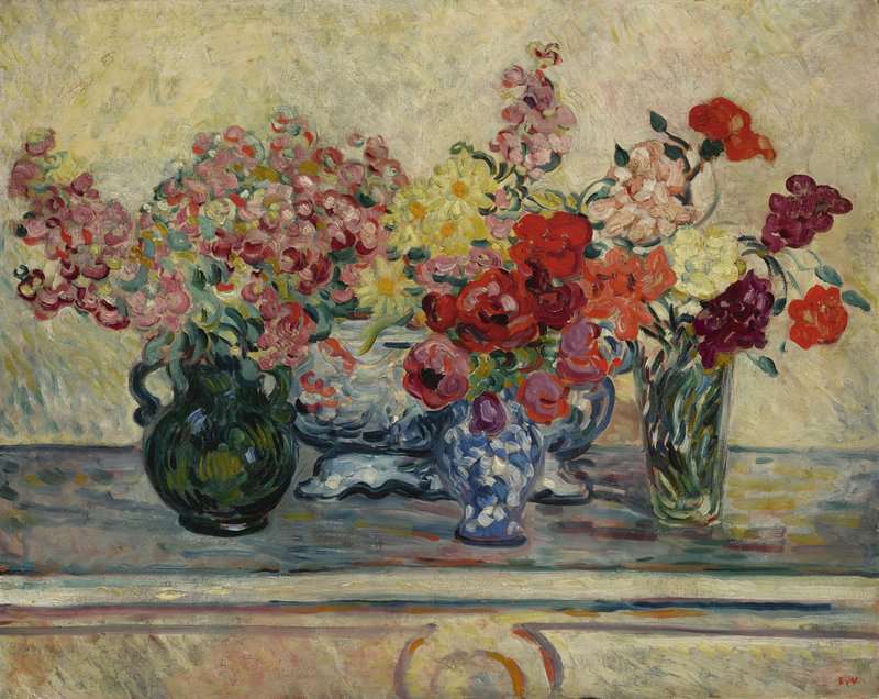 Valtat Louis Les Trois Vases De Fleurs Et La Jardiniere Fleurie Ca. 1899-1903