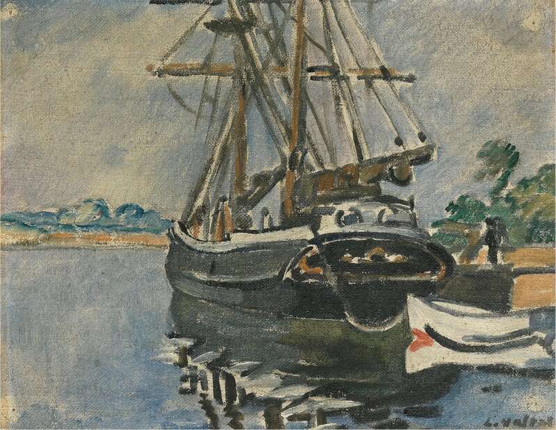 Valtat Louis Voilier Et Barque A Ouistreham Ca. 1930