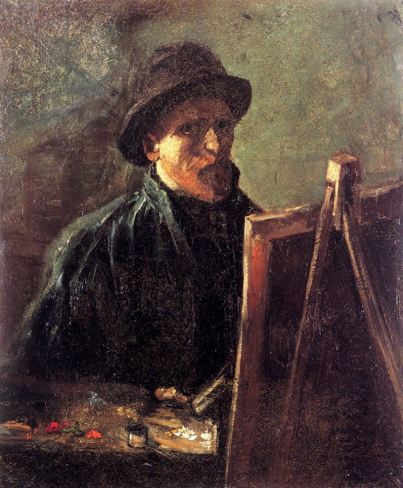 Van Gogh, Autoportrait avec chapeau de feutre noir au chevalet