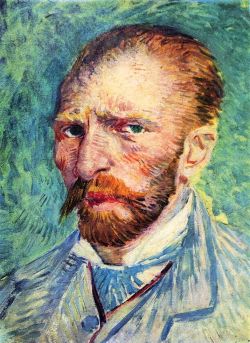 Peinture sur toile de Van Gogh, Autoportrait avec cravate bleu clair reproduction peinte à la main