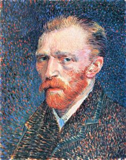 Peinture sur toile de Van Gogh, Autoportrait de droite avec fond pointillé reproduction peinte à la main