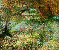 Peinture sur toile de Van Gogh, Banques de la Seine avec le pont de Clichy reproduction peinte à la main