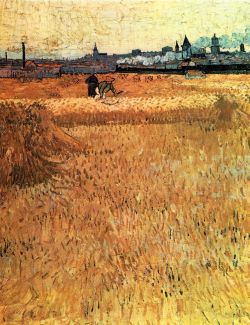 Peinture sur toile de Van Gogh, Champs de blé avec une vue d'Arles reproduction peinte à la main