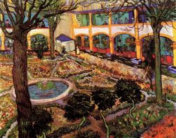 Peinture sur toile de Van Gogh, La cour de l'hopital d'Arles reproduction peinte à la main