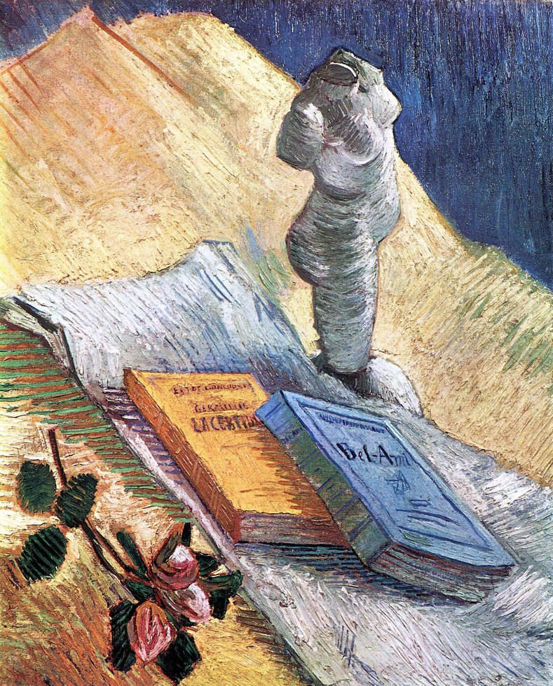 Van Gogh, Nature morte avec un torse, une rose et deux nouvelles