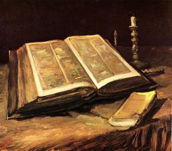 Peinture sur toile de Van Gogh, Nature morte avec une bible reproduction peinte à la main