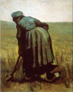 Peinture sur toile de Van Gogh, Paysanne qui creuse reproduction peinte à la main