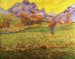 Peinture sur toile de Van Gogh, Une prairie dans les montagnes, Le Mas de Saint-Paul reproduction peinte à la main