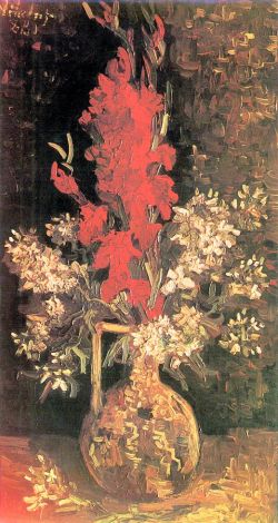 Peinture sur toile de Van Gogh, Vase avec glaïeuls et oeillets reproduction peinte à la main