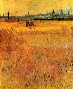 Peinture sur toile de Van Gogh, Vue d'Arles depuis le champ de blé reproduction peinte à la main