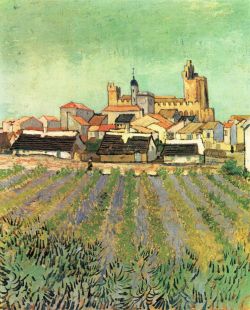 Peinture sur toile de Van Gogh, Vue des Saintes Maries reproduction peinte à la main