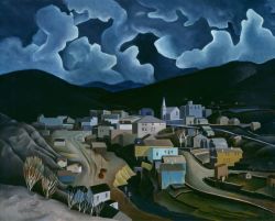 Vance Kirkland Moonlight In Central City 1935 reproduction peinte à la main