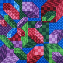 Peinture sur toile de Vasarely Citineu-ii reproduction peinte à la main