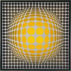 Peinture sur toile de Vasarely Vega Or 1969 reproduction peinte à la main