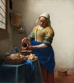 Peinture sur toile de Vermeer La Laitiere reproduction peinte à la main