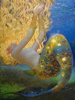 Victor Nizovtsev The Golden Mermaid reproduction peinte à la main