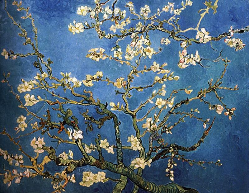 Vincent Van Gogh Almond Blossoms - Dark Blue