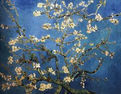 Peinture sur toile de Vincent Van Gogh Amandier En Fleurs - Bleu Marine reproduction peinte à la main