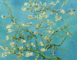 Peinture sur toile de Vincent Van Gogh Amandier En Fleurs - Turquoise reproduction peinte à la main