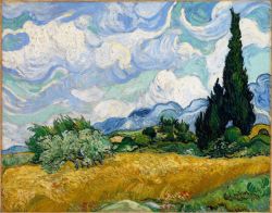 Peinture sur toile de Vincent van Gogh, Champ de blé avec cyprès reproduction peinte à la main