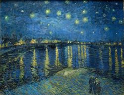Peinture sur toile de Vincent van Gogh, Nuit étoilée sur le Rhone reproduction peinte à la main