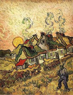 Peinture sur toile de Vincent Van Gogh Thatched Cottages In The Sunshine Reminiscence Of The North 1890 reproduction peinte à la main