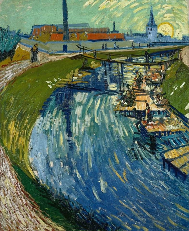 Vincent Van Gogh The Channel - Le Roubine Du Roi With Washer Women Arles June 1888