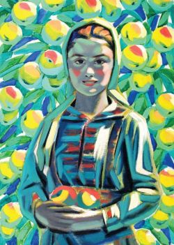 Vladimir Dimitrov Girl With Apples reproduction peinte à la main