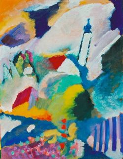 Peinture sur toile de Wassily Kandinsky, Murnau With Church I 1910 reproduction peinte à la main