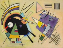Peinture sur toile de Wassily Kandinsky, Schwarz Und Violett 1923 reproduction peinte à la main