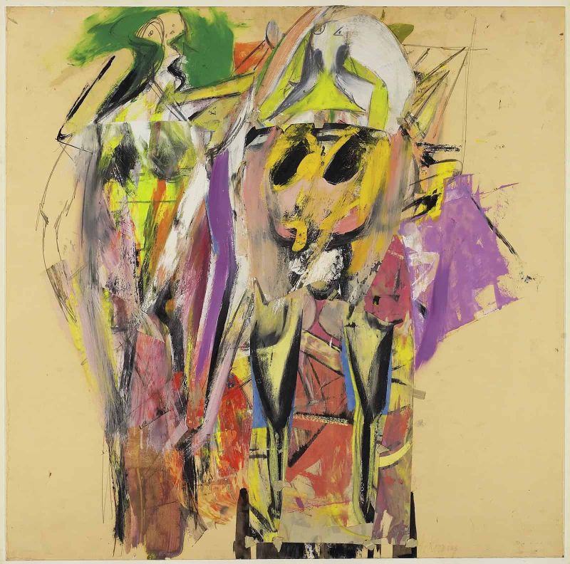 Reproduction peinte à l'huile Willem De Kooning Two Women On A Wharf 1949 - finition musée artisanale en relief sur toile