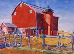Winold Reiss Red Barn Ca. 1935 reproduction peinte à la main