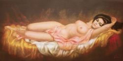 Peinture sur toile de Woman Lying On A Couch reproduction peinte à la main