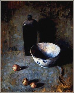 Peinture sur toile de Wyeth Still Life With Bowl Onions And Blue Vase 1920s reproduction peinte à la main