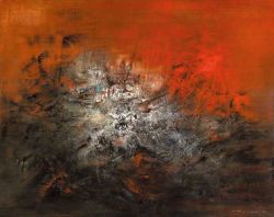 Peinture sur toile de Zao Wou-ki 14-red 12-1959 reproduction peinte à la main