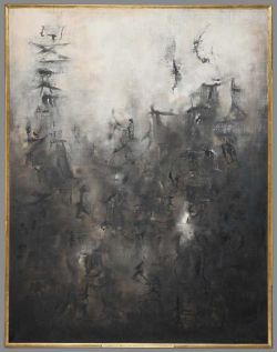 Peinture sur toile de Zao Wou-ki Black Crowd reproduction peinte à la main